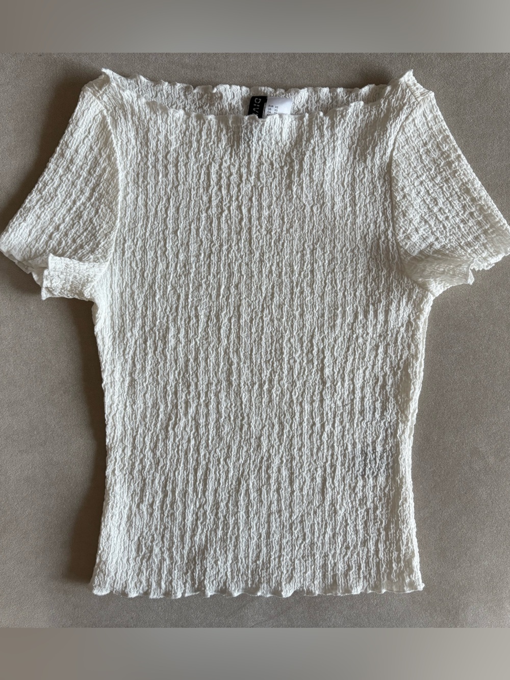 White Textured Smocked Tube Camisole